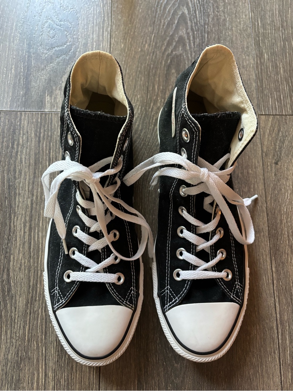 Classic Black High-Top Converse Sneakers with White Accents